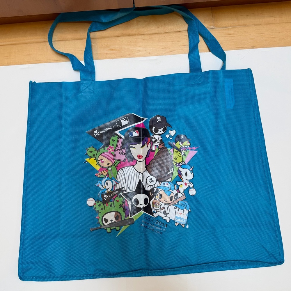 tokidoki x MLB Large Tote Bag w/ Colorful baseball mascots, Tokidoki Characters - Picture 3 of 7